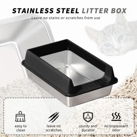 Stainless Steel Cat Litter Box - Non-Stick, Scratch Resistant, Easy To Clean, Odorless & Durable